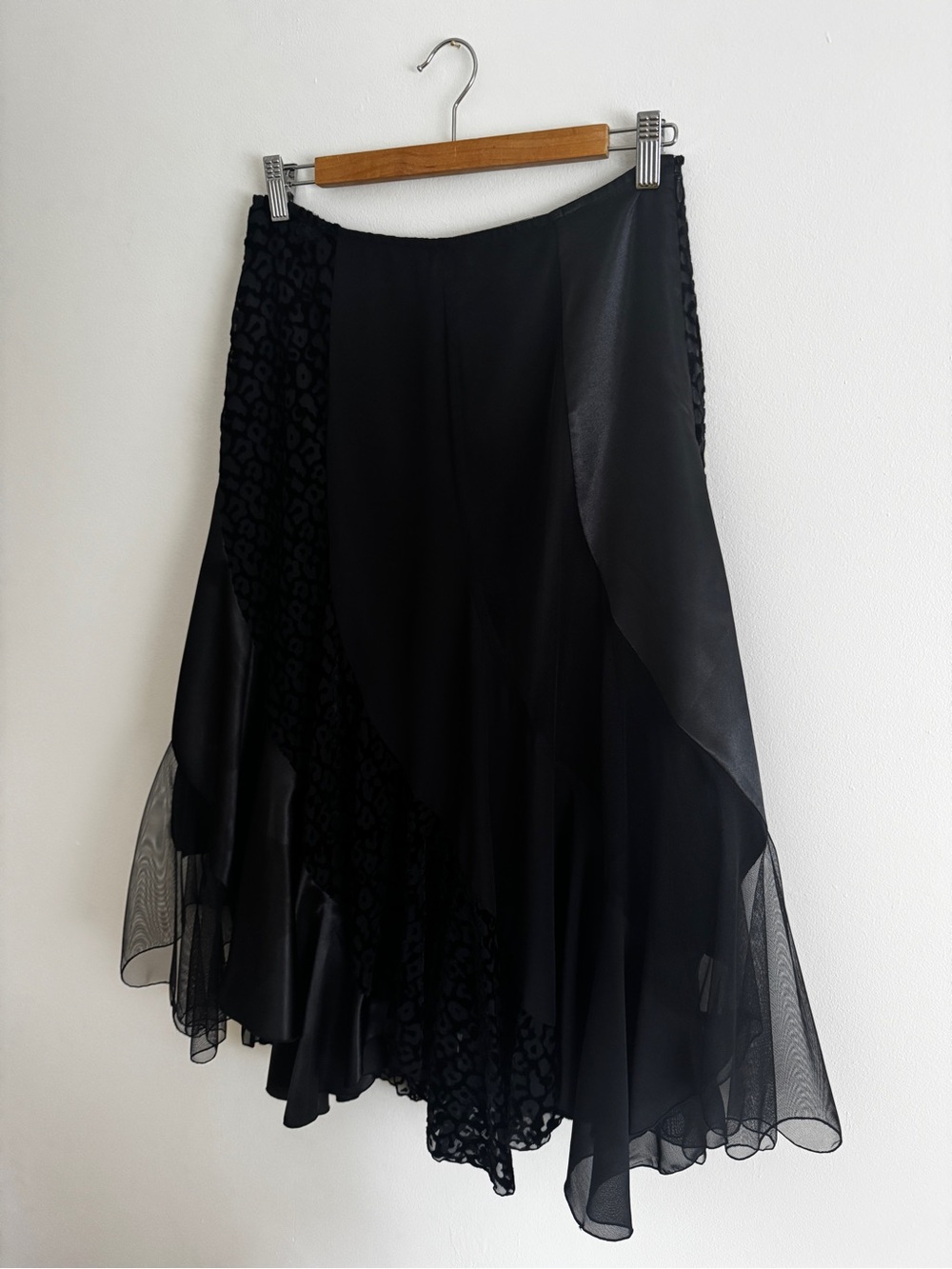Asymmetrical Black Layered Midi Skirt - Women's - Picture 5 of 9